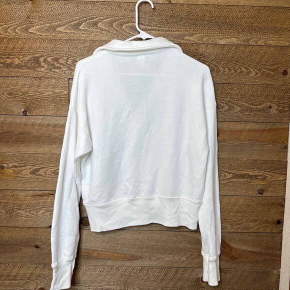 RE/DONE 70's Half Zip Sweatshirt in Off White Size Small NWOT - Picture 8 of 10